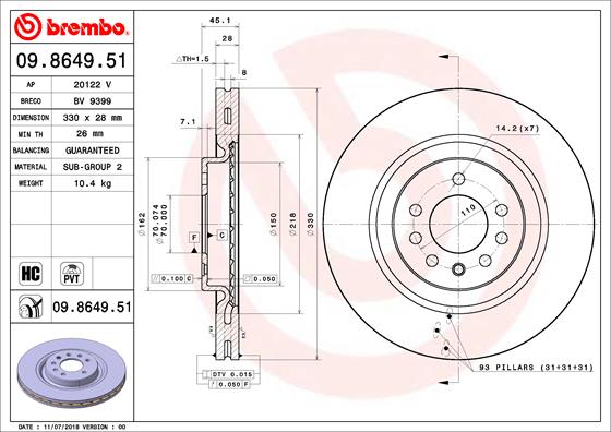Remschijven Brembo 09.8649.51