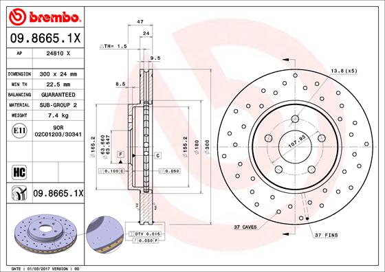 Remschijven Brembo 09.8665.1X