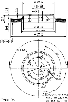 Remschijven Brembo 09.8681.11