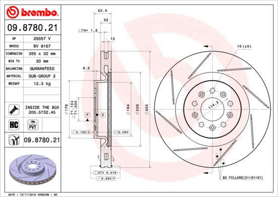 Remschijven Brembo 09.8780.21