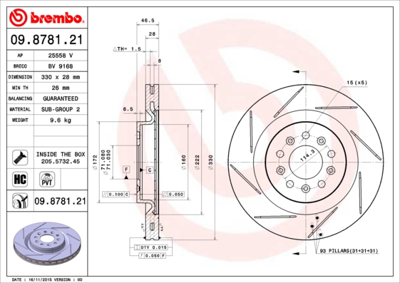 Remschijven Brembo 09.8781.21