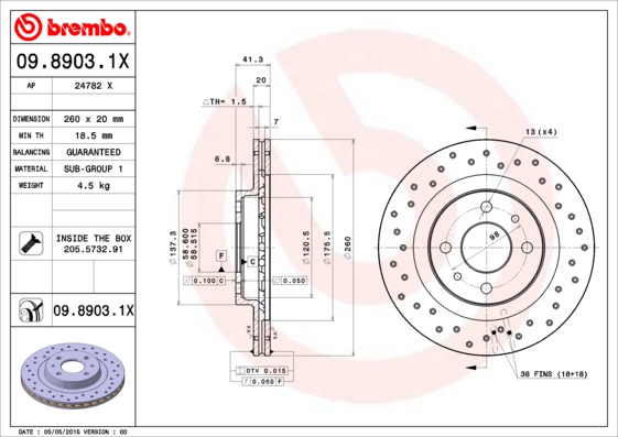 Remschijven Brembo 09.8903.1X