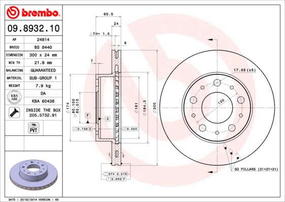 Remschijven Brembo 09.8932.10