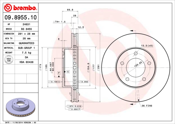 Remschijven Brembo 09.8955.10