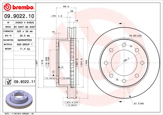 Remschijven Brembo 09.9022.11