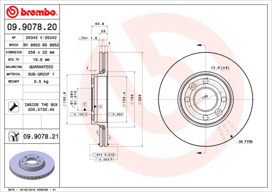 Remschijven Brembo 09.9078.21