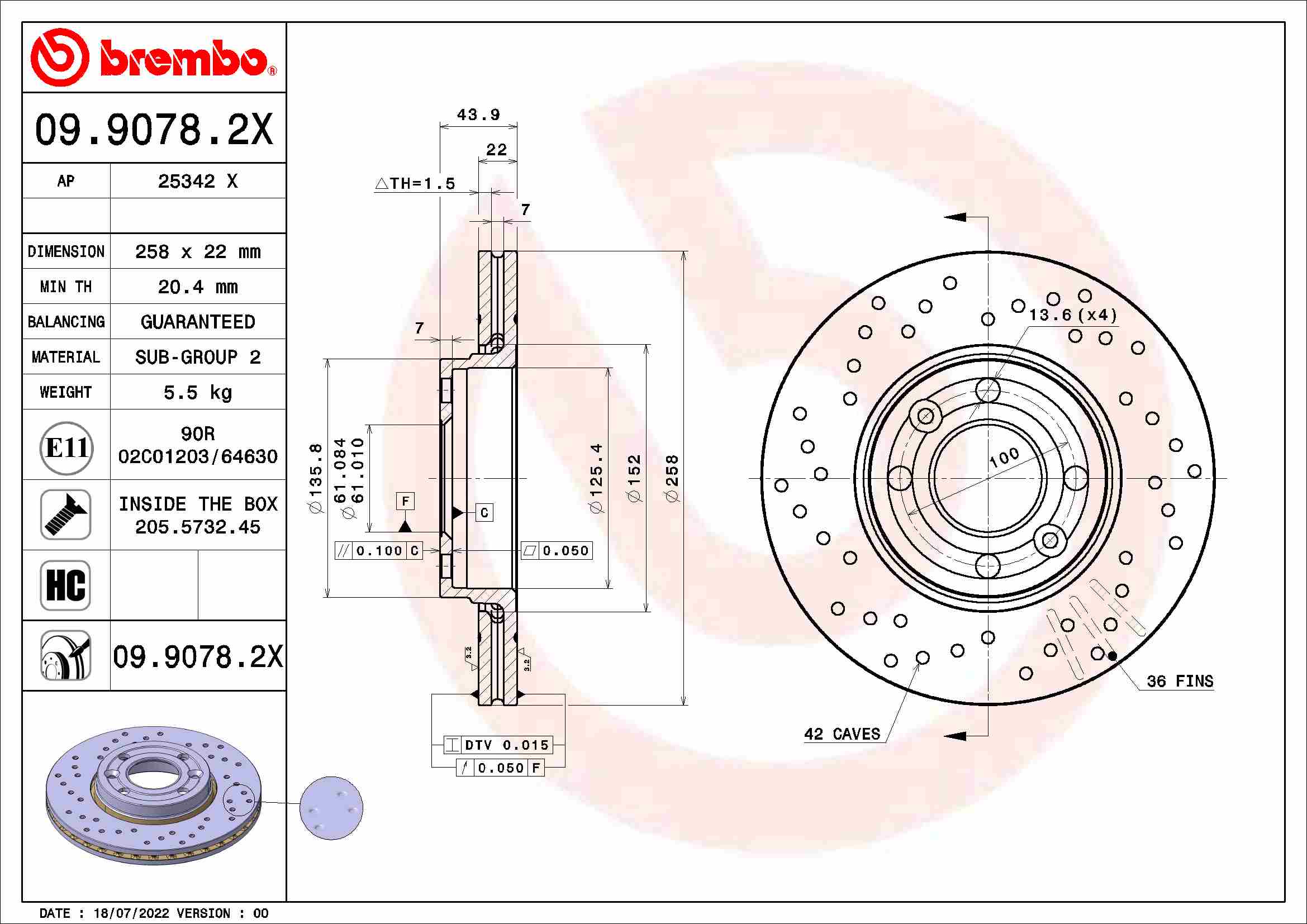 Remschijven Brembo 09.9078.2X