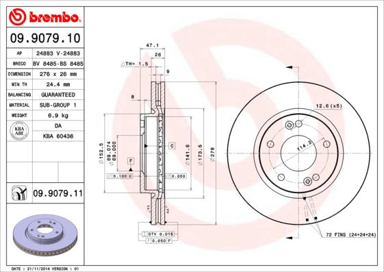 Remschijven Brembo 09.9079.11