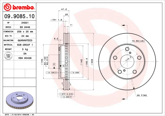 Remschijven Brembo 09.9085.10