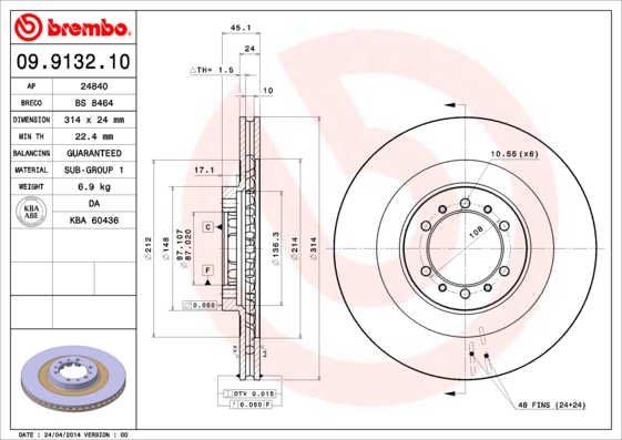 Remschijven Brembo 09.9132.10