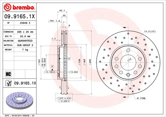 Remschijven Brembo 09.9165.1X