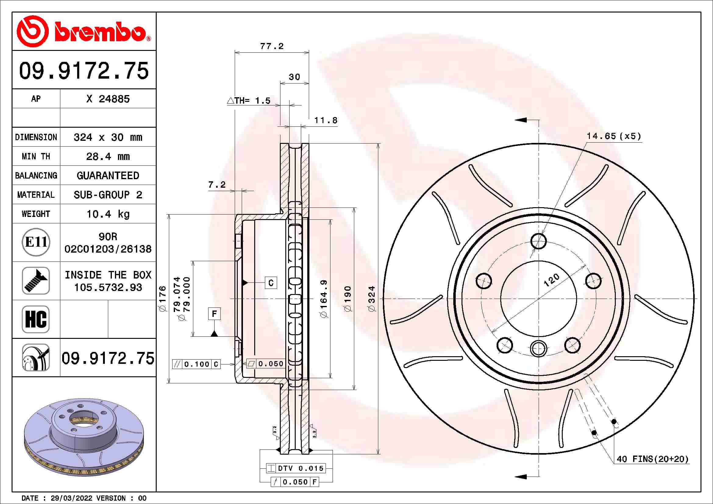 Remschijven Brembo 09.9172.75