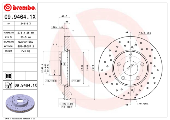 Remschijven Brembo 09.9464.1X