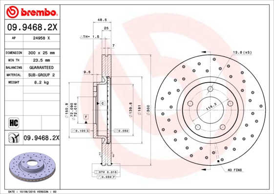 Remschijven Brembo 09.9468.2X