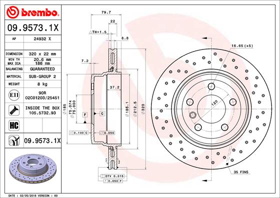 Remschijven Brembo 09.9573.1X