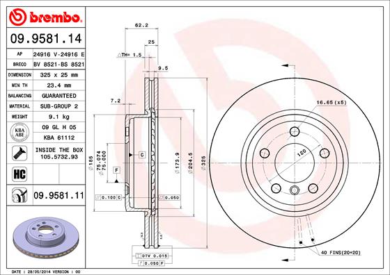 Remschijven Brembo 09.9581.11