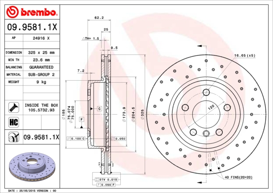 Remschijven Brembo 09.9581.1X