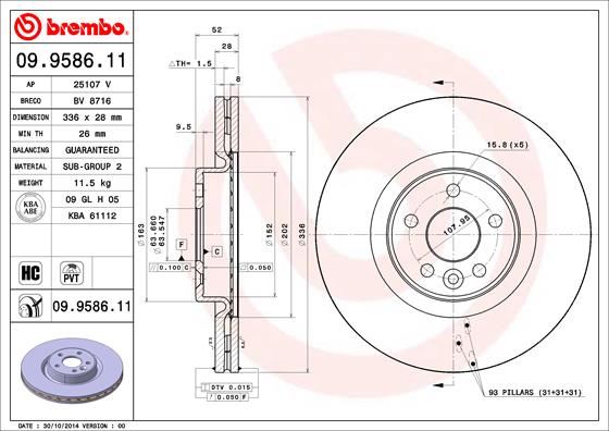 Remschijven Brembo 09.9586.11