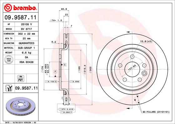 Remschijven Brembo 09.9587.11