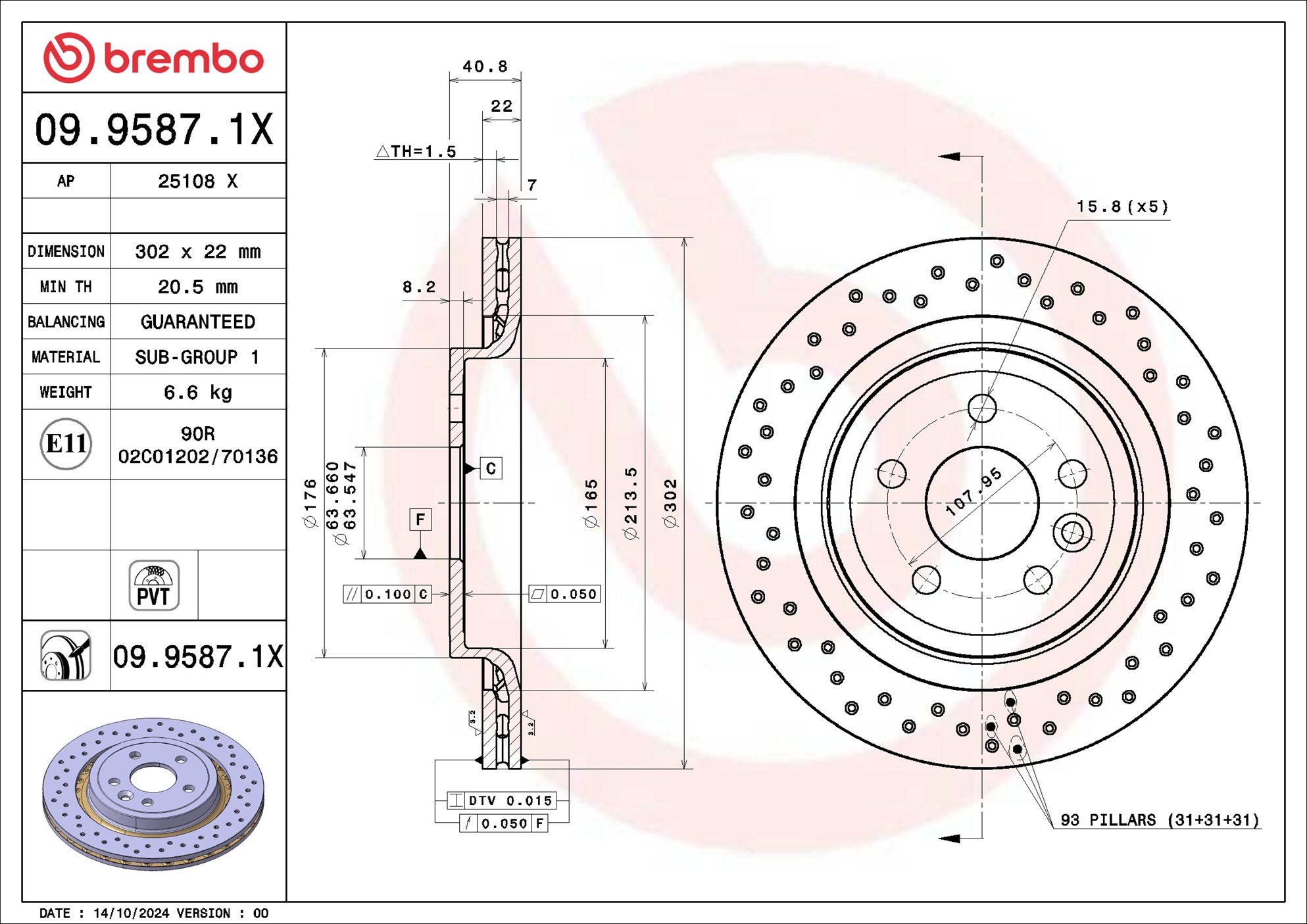 Remschijf Brembo 09.9587.1X