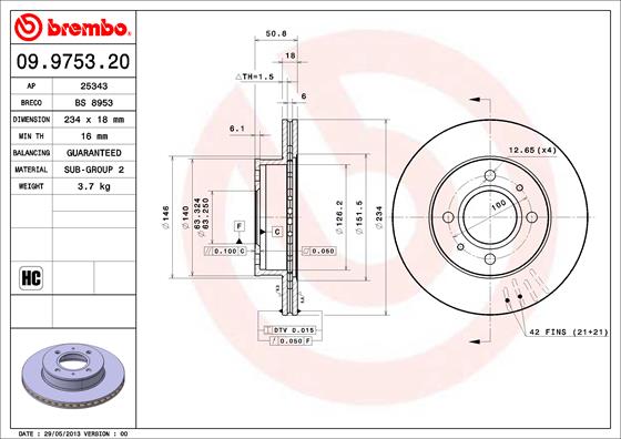 Remschijven Brembo 09.9753.21