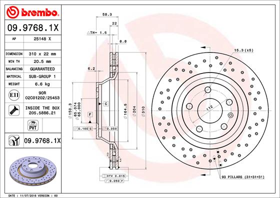 Remschijven Brembo 09.9768.1X