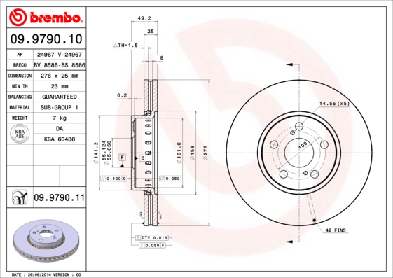 Remschijven Brembo 09.9790.11