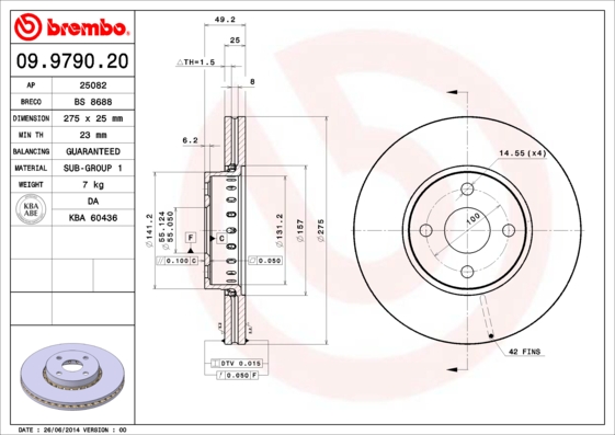 Remschijven Brembo 09.9790.20