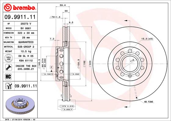 Remschijven Brembo 09.9911.11