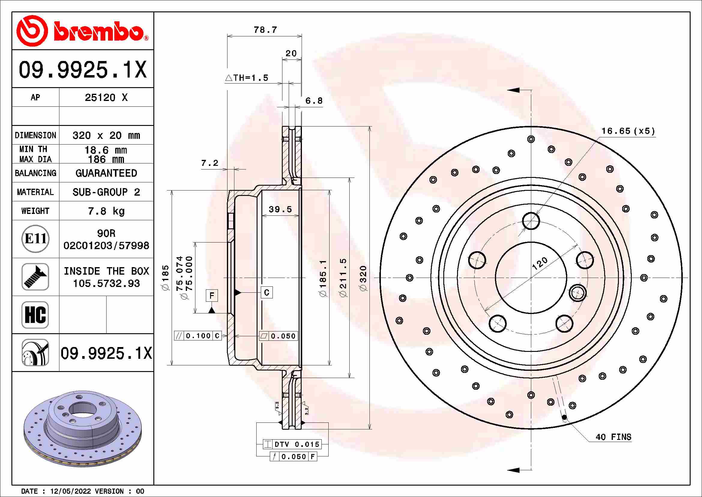 Remschijven Brembo 09.9925.1X