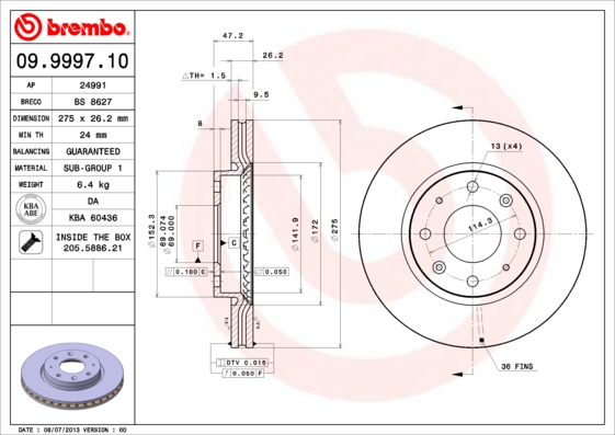 Remschijven Brembo 09.9997.10