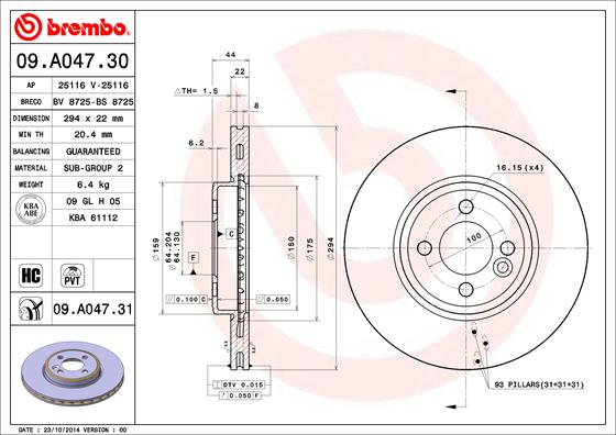 Remschijven Brembo 09.A047.31