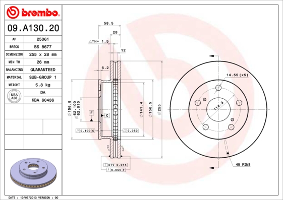 Remschijven Brembo 09.A130.20