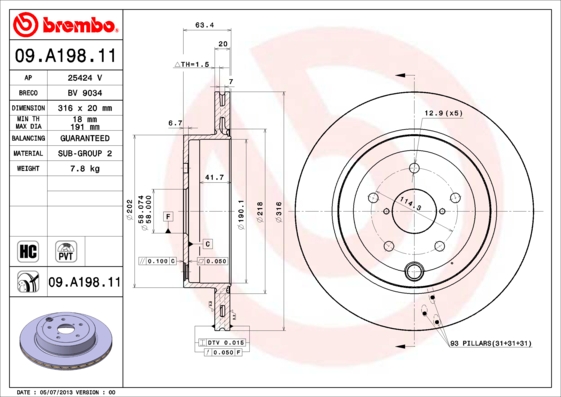 Remschijven Brembo 09.A198.11