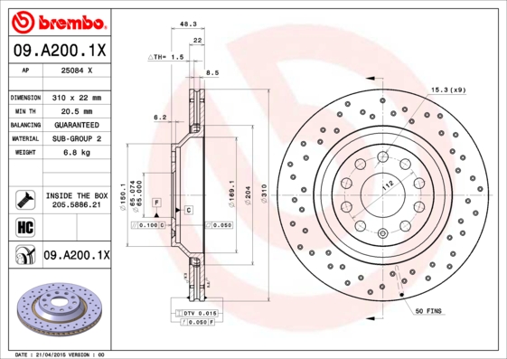 Remschijven Brembo 09.A200.1X