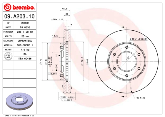 Remschijven Brembo 09.A203.10