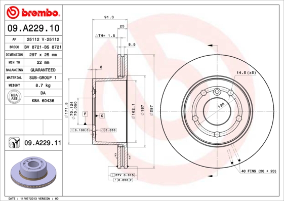 Remschijven Brembo 09.A229.11