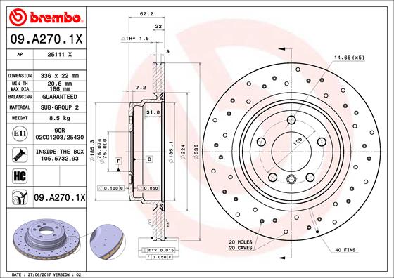 Remschijven Brembo 09.A270.1X