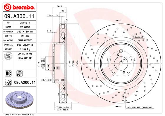 Remschijven Brembo 09.A300.11