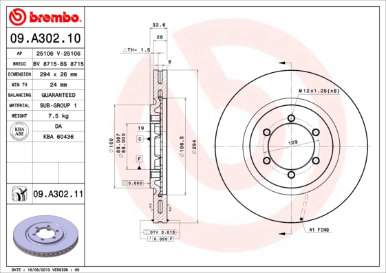 Remschijven Brembo 09.A302.11