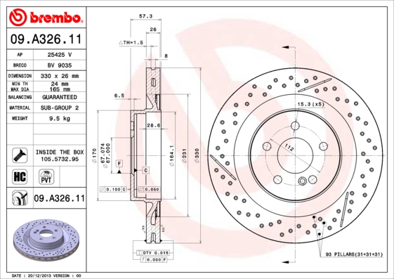 Remschijven Brembo 09.A326.11