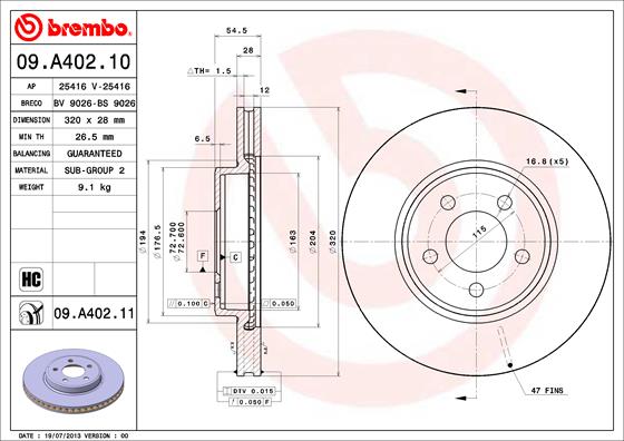 Remschijven Brembo 09.A402.11