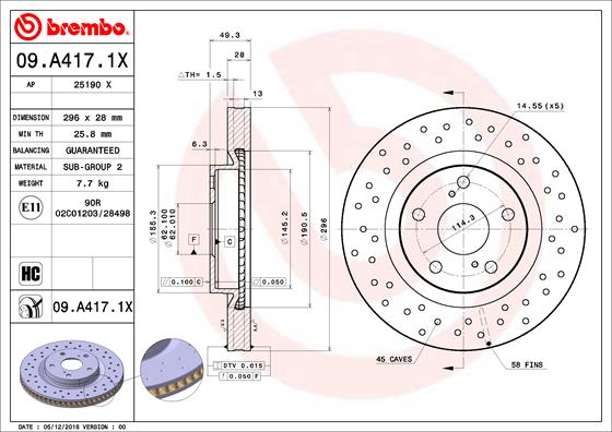 Remschijven Brembo 09.A417.1X