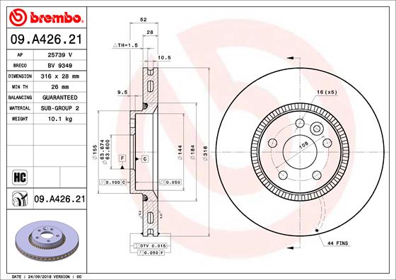 Remschijven Brembo 09.A426.21