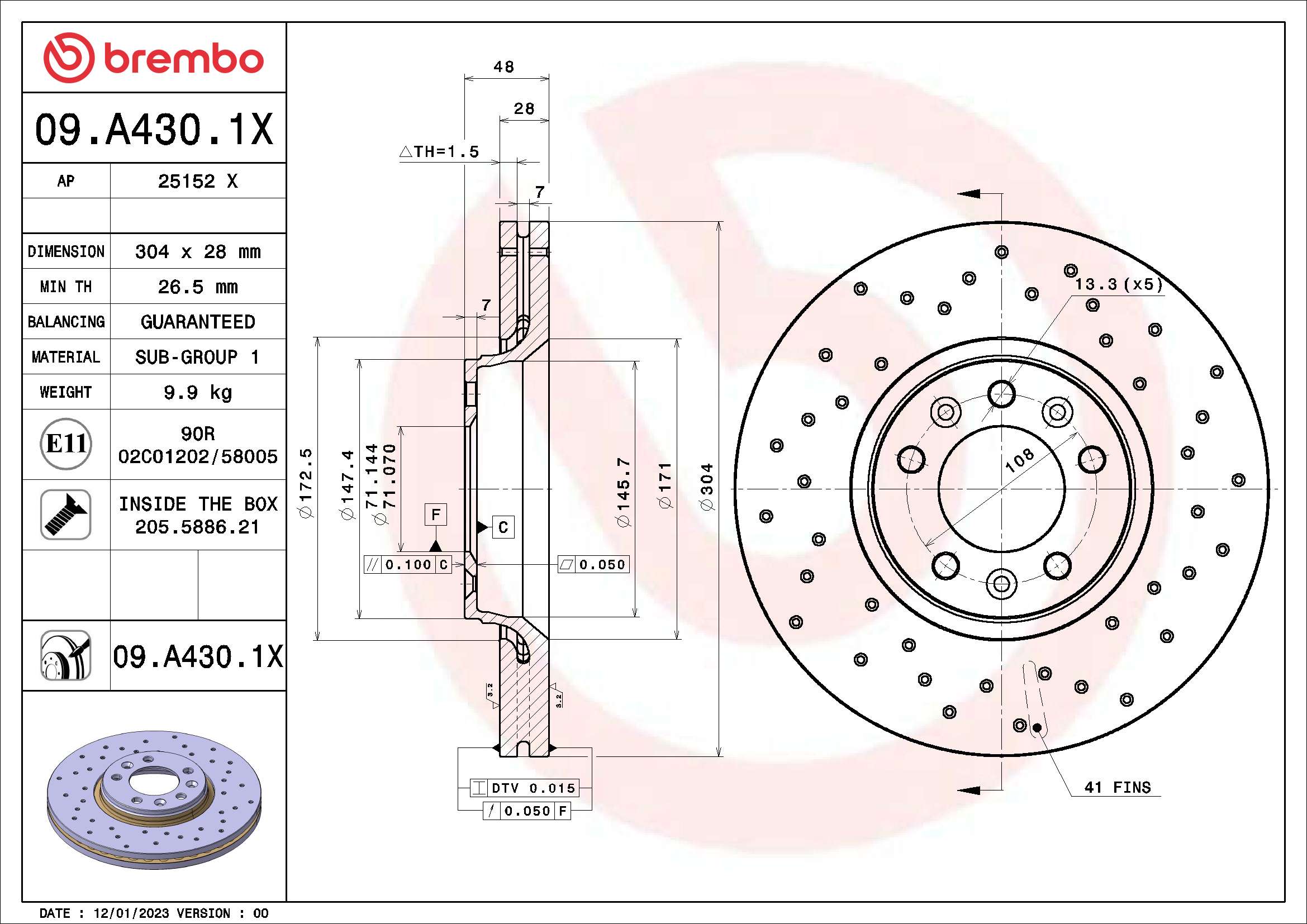 Remschijven Brembo 09.A430.1X