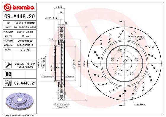 Remschijven Brembo 09.A448.21