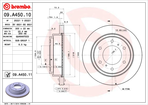 Remschijven Brembo 09.A450.11