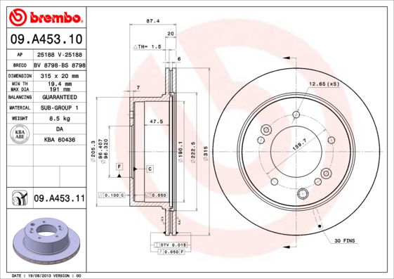 Remschijven Brembo 09.A453.11