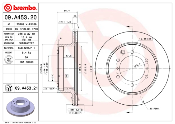 Remschijven Brembo 09.A453.21