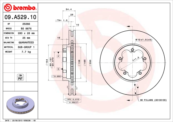 Remschijven Brembo 09.A529.10